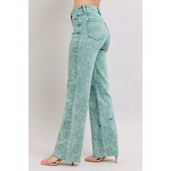 Judy Blue Full Size High Waist Garment Dyed Raw Hem Dad Jean Plus Size - Picture 2 of 8